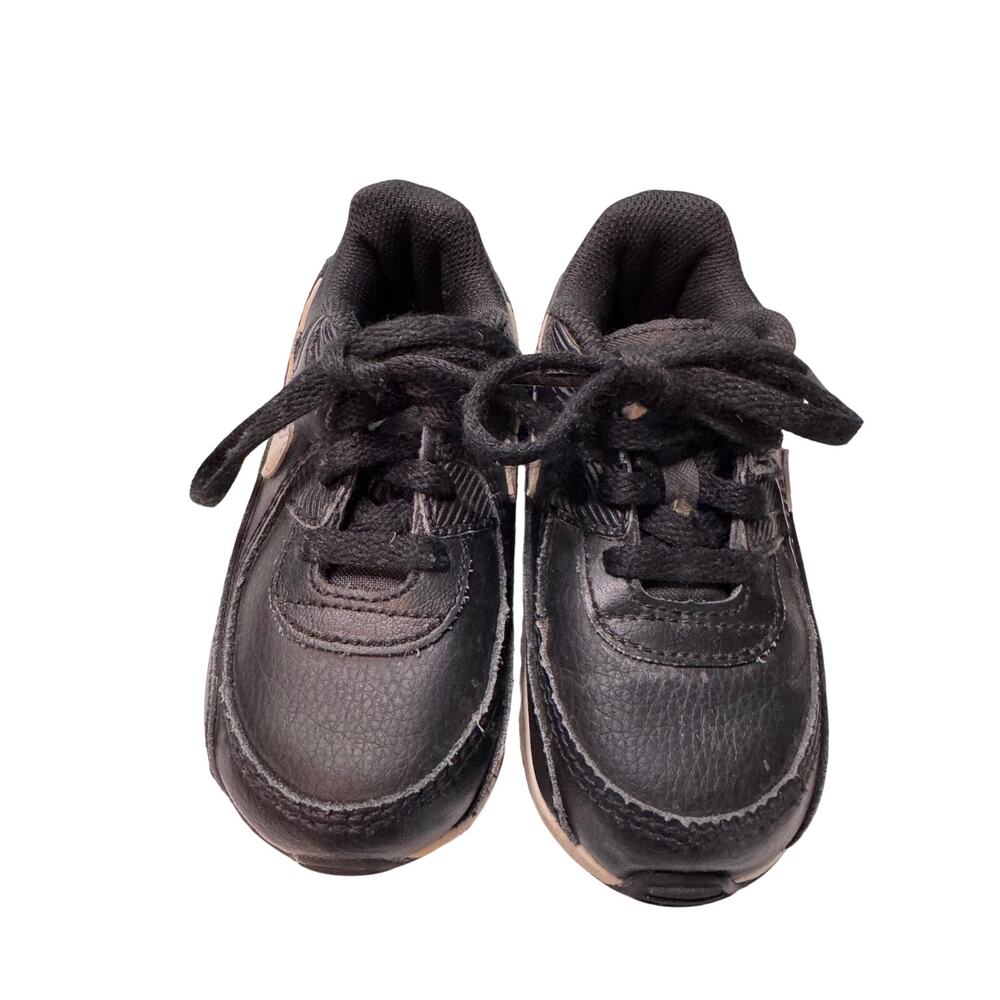 Nike Air Max 90 Leather Black White Toddler Shoes 7C CD6868-010